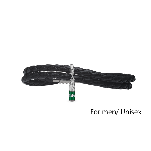 UNDERBERG Mens braided bracelet silver charm