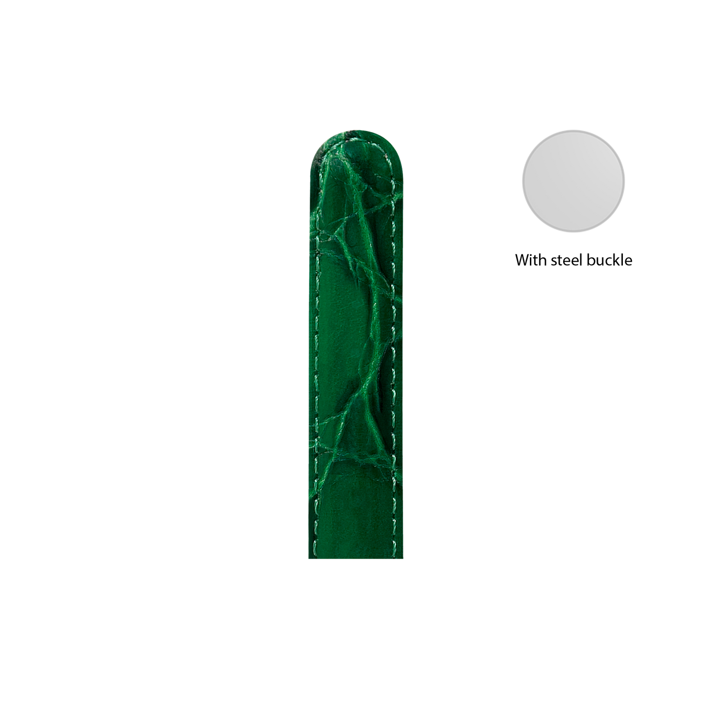 Green leather strap, with steel buckle