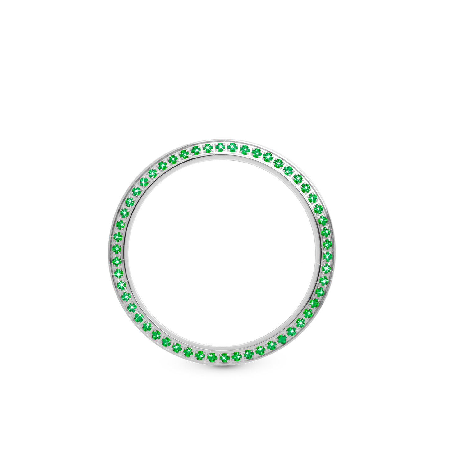 Top Bezel, silver with 60 green CZ