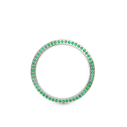 Top Bezel, silver with 60 green CZ
